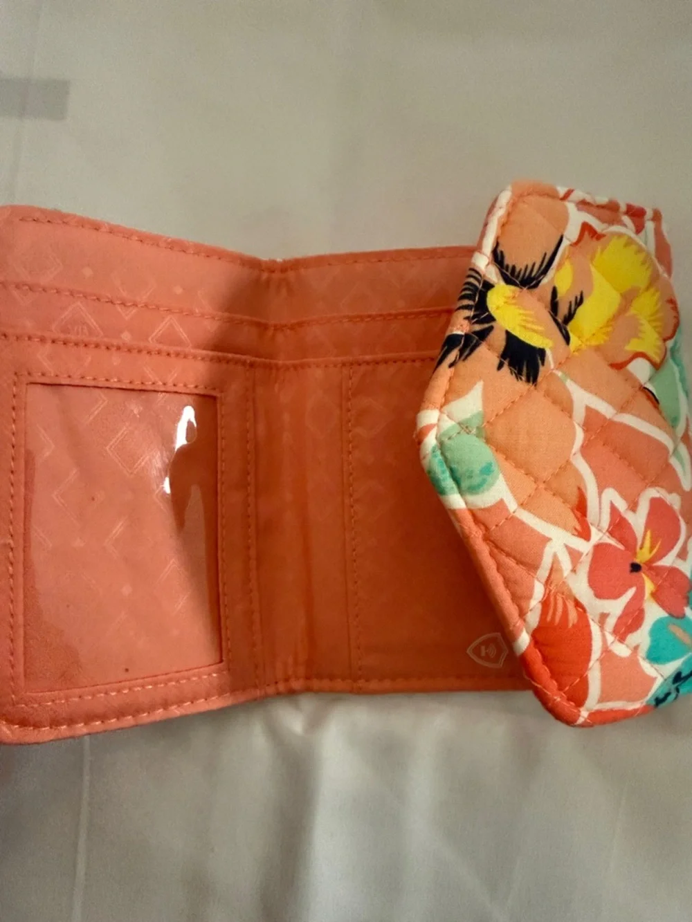 Vera Bradley Quilted Floral Wallet in Coral, Teal, Yellow - Picture 2 of 3